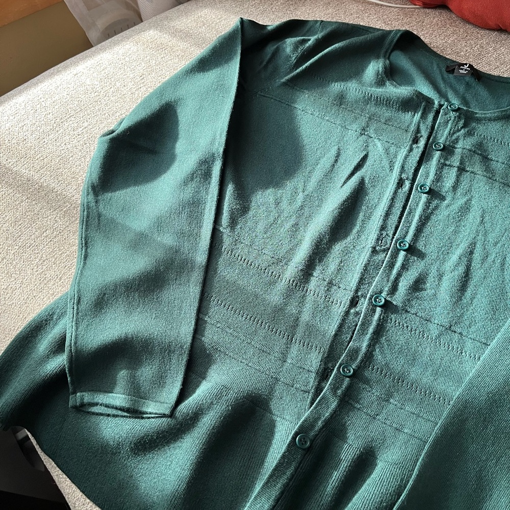 Jason Wu Emerald Green Pointelle Stitch Peplum Cardigan